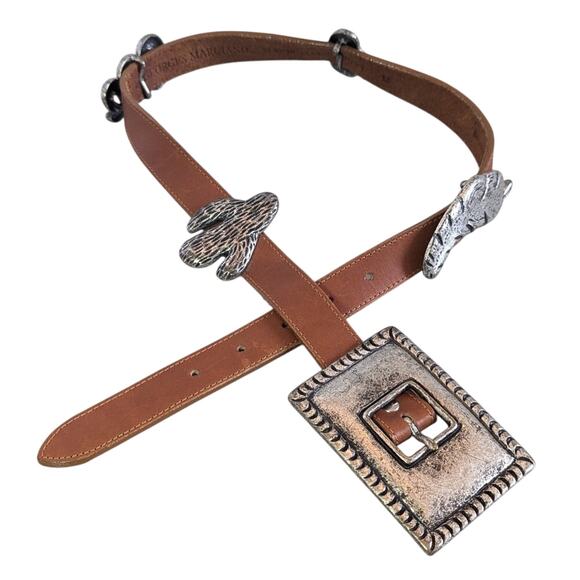 Guess Vintage 90\'s Brown Leather Belt Metal Cactus Snake Chili Pepper Accents main image 11